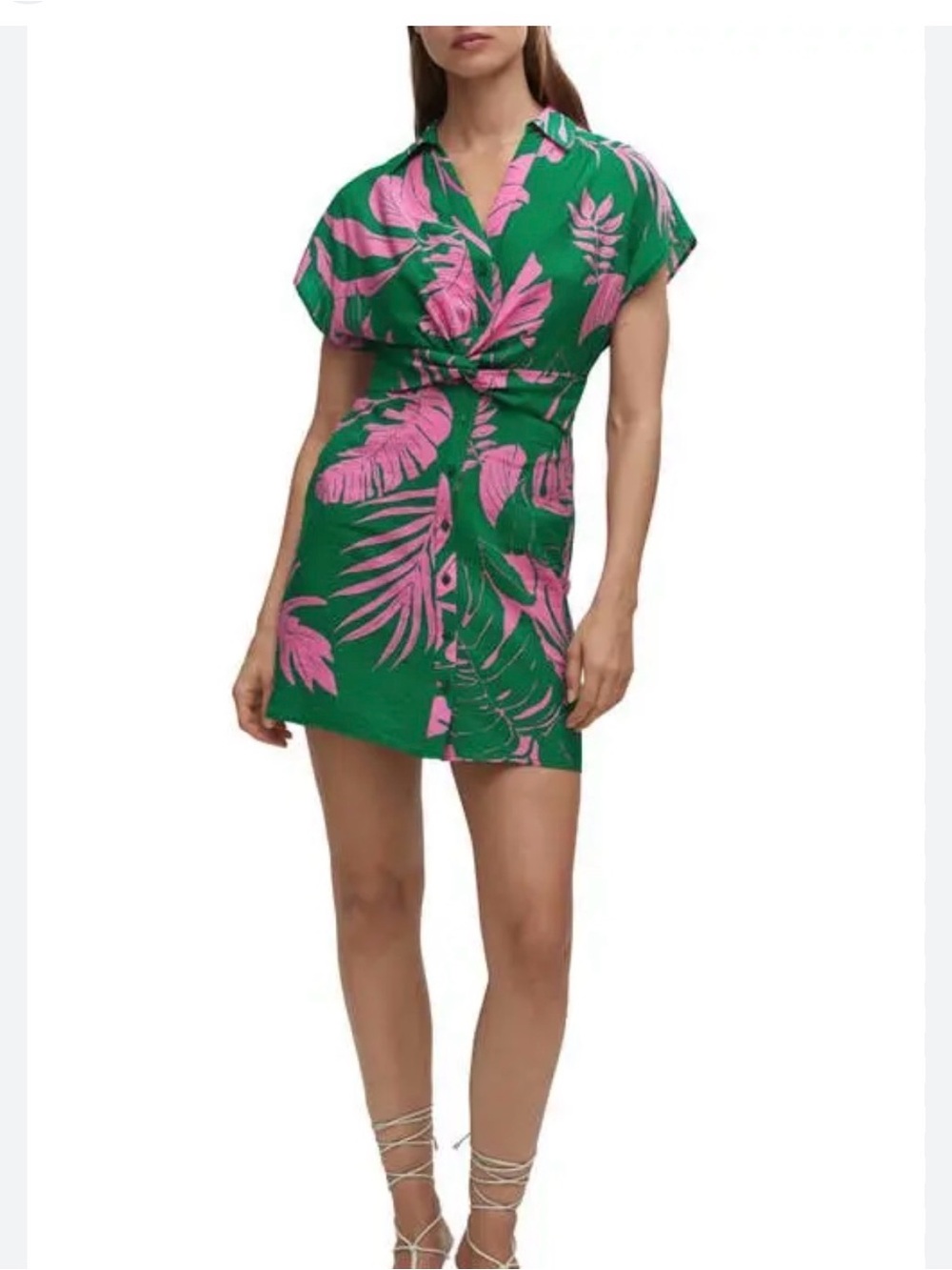 Mango mini dress green / pink